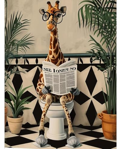 cdsnxore Diamantmalerei, niedliche Giraffe auf Toilette, Tier-Diamant-Malerei, Diamant-Kunst-Sets für Wohnzimmer-Wanddekoration, 30 x 40 cm (A)