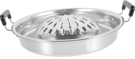 Ciieeo Camping Grill Pan Stainless Steel BBQ Frying Pan for Korean BBQ Stove Large Cooking Surface Party Gathering Accessory Easy to Clean Portable Grill Tray