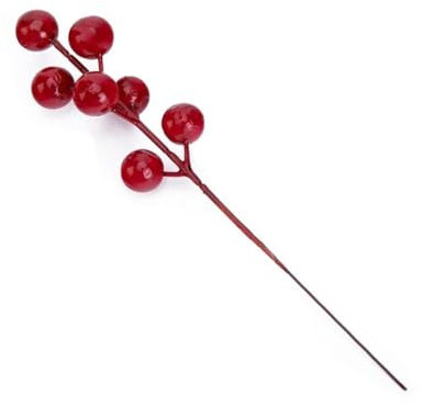 Künstliche rote Beeren-Zweige, 20 Stück, künstliche Kiefernstiele, rote Norfolk-Stechpalme, Kiefer, Zypresse, S-Beeren, künstliche Blätter