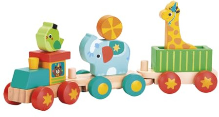 Tachan - Mi Primer Tren de Madera con Animales - con Piezas encajables para Combinar - Certificado FSC (CPA Toy Group 795T00842)