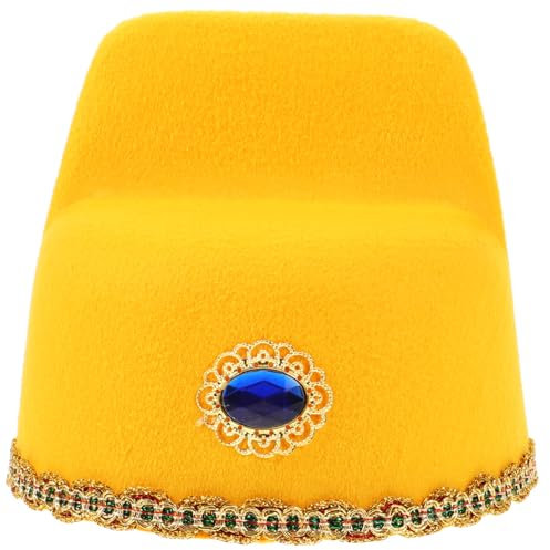 Chapeau Traditionnel Chinois Garçon et Filles Ajustable Jaune en Flanelle