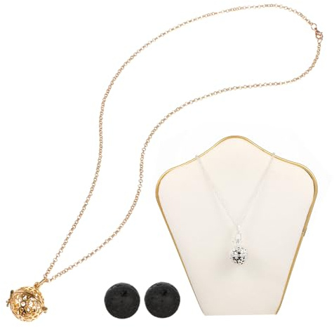 COLLBATH Collier Parfumé Flocon Ajouré Pendentif Cloche, Chaîne Réglable en Cuivre, 2 Pièces, pour Femme et Fille, Style Gothique