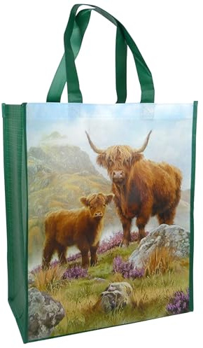 The Leonardo Collection Highland Cow Shopper Macneil Studios For Women | Foldable Large Shopping Bags For Daily Use | Reusable Shopper Tote Bag For Travel | Work Bag Large Gift Bag For Women