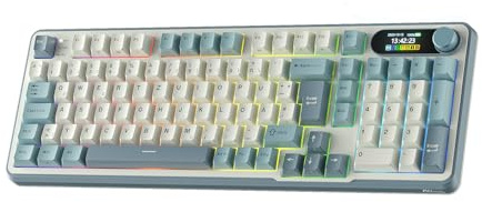 RK ROYAL KLUDGE S98 DE Mechanische Tastatur mit Smart Display & Knopf, Top Mount 96% Kabellose Mechanische Tastatur BT/2.4G/USB-C, Hot-Swap-fähige, Software-Unterstützung, 98 Tasten, Deutsches QWERTZ | 96% Top-Mount-RGB-Gaming-Tastatur BT/2,4G/USB-C, Hot-Swap-fähig, 5-Lagen-Geräuschdämpfung, leistungsstarker Akku, 98 Tasten