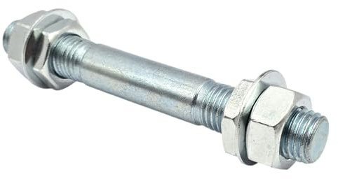 Hero Achse für Schubkarrenrad mit 20 mm Achsloch - Schubkarrenachse M20 155 mm - Doppelendgewinde, verzinkter Stahl - inkl. 4 Muttern & 2 Unterlegscheiben - Radachse Montageset