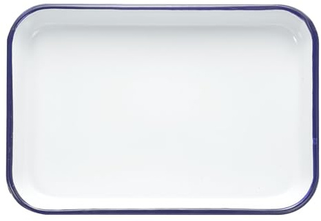sourcing map Paleta de bandeja de carnicero de 30 cm x 20 cm, bandeja rectangular de metal con revestimiento de esmalte triple, herramienta de pintura para pintura artística, pintura acrílica, mezcla