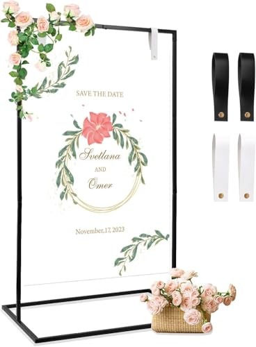 Gachiwar Willkommensschild für Hochzeit, 73 x 53 x 123 cm, Aufsteller für Hochzeit, Präsentationsständer aus Metall, eine schöne Staffelei aus Metall