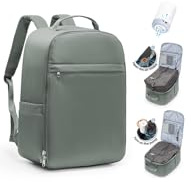 SZLX Großer Reiserucksack Damen,Vakuum Rucksack mit Pumpe Ryanair Handgepäck Herren, Easyjet Handgepäck 45x36x20 Wasserdichter mit Schuhfach,Olivgrün,Easyjet 45x36x20cm(Vakuum Rucksack mit Pumpe)