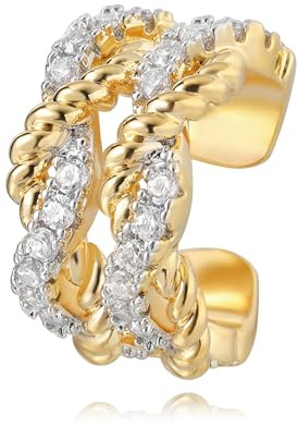 Jenosy Gold Ear Cuff Damen Nicht Piercing Öffnen Wrap Ohrringe 18K Vergoldet Zirconia Ohrmanschette Gold Handmake Schmuck Geschenk für Frauen