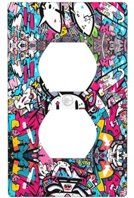 Phayah Colorido patrón de conejito dúplex placa de pared tamaño estándar policarbonato termoplástico doble enchufe cubiertas