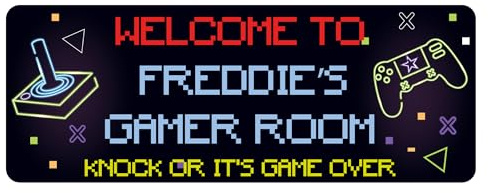 Personalised Gamer Room Sign 20 x 7.5 cm | Aluminium Plaque | Custom Gaming Name