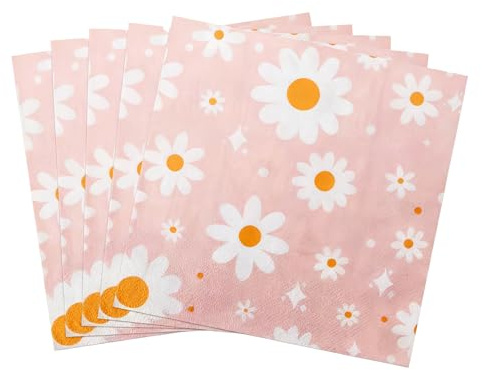 20 Stück Gänseblümchen Servietten 16,5cm x 16,5cm, Einweg Partyservietten | Servietten Daisy Gänseblümchen, ServiettenHochzeit, fürTischdeko, Frühling, Geburtstag, Gartenparty, Ostern