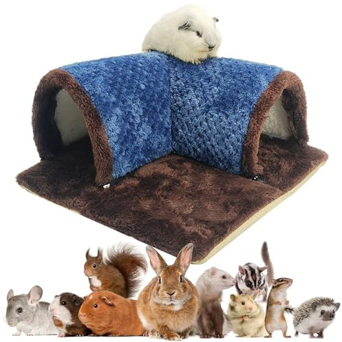 Nagetier Tunnelbett,Zusammenklappbarer Meerschweinchen Tiertunnel,Cavia Porcellus Kuscheltunnel,Kaninchenversteck Plüsch Höhle Haus,Waschbares Interaktives Spieltunnelspielzeug für Kleintiere,34x34cm
