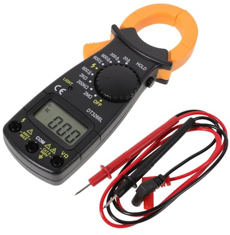 FUNOMOCYA Pinza Amperimétrica Digital de Alta Precisión con Función Automática Medidor de Corriente y Voltaje para Electricistas Multímetro Portátil con Diseño de Abrazadera para Medición