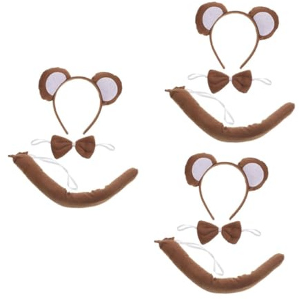 DOITOOL 9 Piezas Accesorios para Disfraz Infantil de Mono Incluye Diadema con Orejas Pajarita y Algodón Seguro y Cómodo para Bebés y Fiestas y Teatro