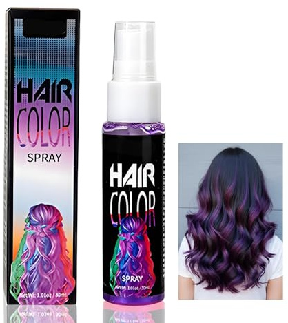 Temporary Purple Hair Colour Spray, Pump Bottle With Clear Cap, 1-Pack | Targeted Application For Streaks Or Broader Coverage, For Events, Short-Term Style Changes And Compact Storage