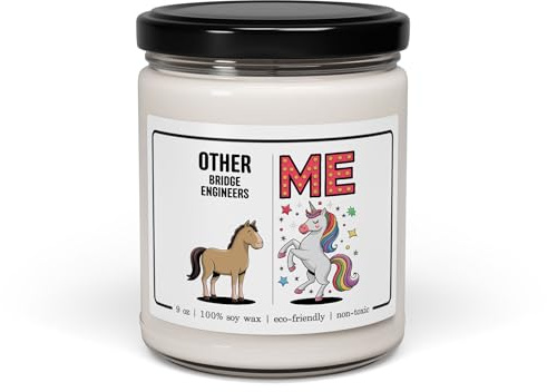 Funny Bridge Engineer Gifts for Women - Other Bridge Engineers vs Me Unicorn Candle for Structural Engineer Civil Engineer Employee - Christmas - 9oz Soy Wax Cinnamon Vanilla Scent