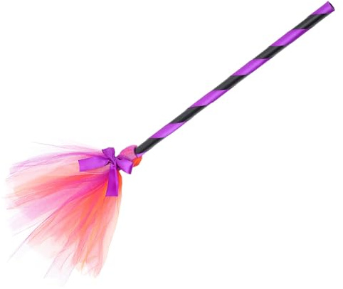 AKOOSY Escoba de Bruja de Plástico Morado Oscuro Ligera y Portátil, Accesorio de Cosplay y Decoración de Halloween, Juego de rol y Disfraz Infantil, Adorno Festivo para Fiestas