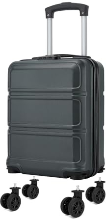 KONO Handgepäck Koffer mit abnehmbaren Rollen, 40x30x20 cm ohne Rollen, Leichter Kabinen-Koffer klein aus ABS+PC für Ryanair, EasyJet & Eurowings (Grau)