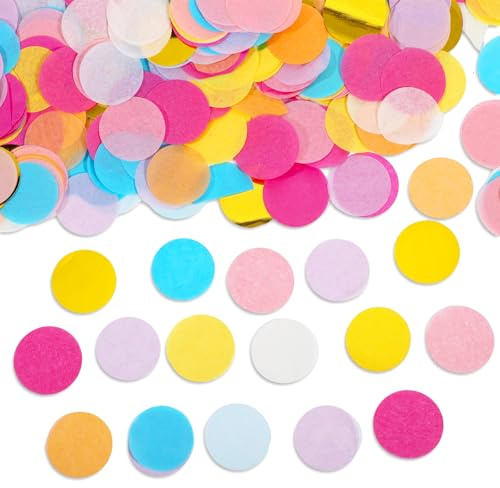 HJZHII 5000pcs Multicolor Tissue Paper Confetti,1 Inch Round Paper Confetti