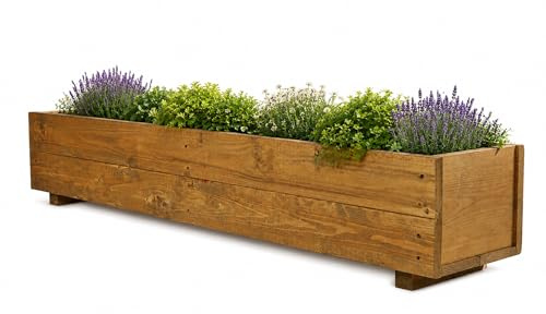 RUDDINGS WOOD 140 cm Extra Long Wooden Planter Trough Raised Flower Pot Box for Flowers Herbs and Shrubs Fully Assembled
