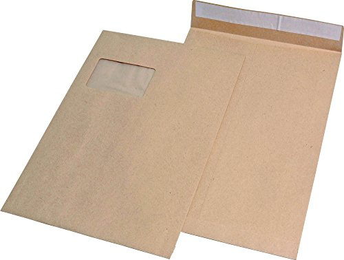 Elepa - rössler kuvert 30007067 Faltentaschen C4 mit Fenster, 20 mm-Falte, 120 g/qm, 100 Stück, braun