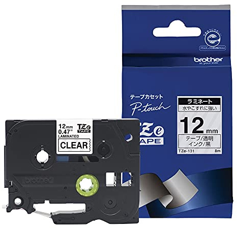Brother TZe131 Original P-touch Schriftband12 mm, schwarz auf transparent (kompatibel u.a. mit Brother P-touch H100LB/R, H105, E100/VP, D200/BW/VP, D210/VP)