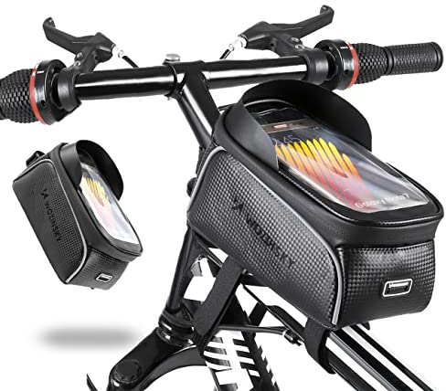 WOZINSKY Fahrradtasche Rahmentasche Wasserdicht Mountainbike Fahrradhandytasche Fahrradtasche Oberrohrtasche 2 L für iPhone 13/13 pro/13 Mini /12 pro /12/12 Mini/Smartphones bis zu 6.5 Zoll