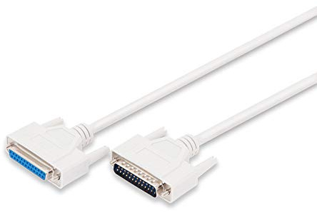DIGITUS Paralleles Anschluss-Kabel - D-Sub 25 zu D-Sub 25 - Stecker zu Buchse - 5.0m - Verlängerungskabel - Beige