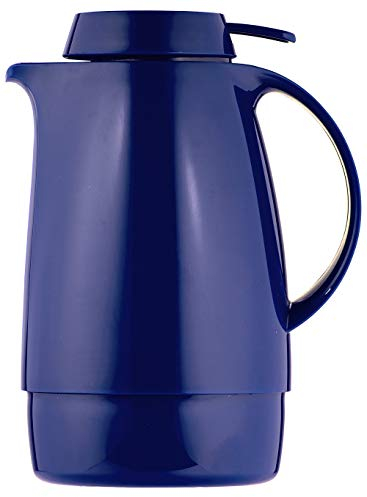 Helios Servitherm Thermoskanne Dunkelblau 0,6L – 6h Heiß - Hält Getränke heiß & kalt – Einhandbedienung - Robustes Design für Kaffee & Tee