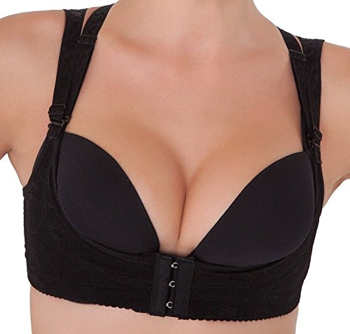 Boolavard Dirndl BH Xtreme push up bh, liv utan silikon, rak hållare, bh, oktoberfest, svart, XL