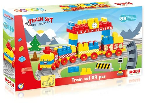 DOLU Eisenbahn für Kinder Zug Set 89 teilig über 3 Meter ab 18 M