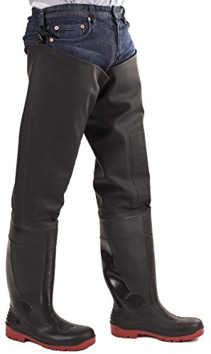 Amblers Herren Rhone Watstiefel, geht bis zu den Oberschenkeln (48 EU) (Schwarz/Rot)
