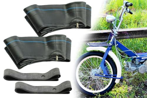 2X Schlauch 2 1/4 x 16 Zoll 2.25 x 16 + Felgenband für Simson SL1, Moped Anhänger, Mofa, TR4 AV Autoventil gerade
