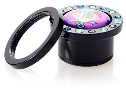 Drops Ohr Flesh Acryl Tunnel Piercing Screw On Anker Motiv Mit Bunten Kristallen Sternen - 14mm