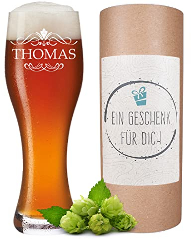 polar-effekt Bicchiere da Birra 0,5l Leonardo - Incisione Unica - Birra Bianca, di frumento - Uomini, colleghi - Regalo Perfetto per Uomini