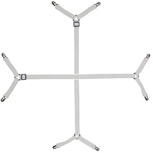Acoser Betttuchspanner,Spannbetttuch Halter,Lange Einstellbar Kreuz und quer Bettwäsche, Fit für alle Bettwäsche, cal. König Bett, Zwillingsgröße Bett (Weiß)