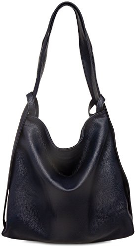 Caspar 2in1 Große Leder Rucksack Schultertasche XL Elegante Damen Handtasche - PREMIUM LINE - Modell No.786 - Made in Italy