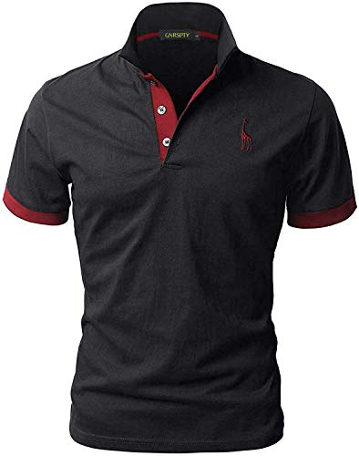 GNRSPTY Poloshirt Herren Kurzarm Polohemd Giraffe Stickerei Einfarbig T-Shirt M-3XL
