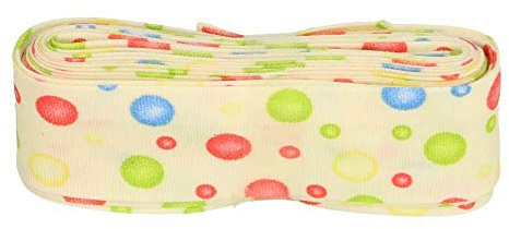Sandras-Bastelladen Schrägband/Einfassband Baumwolle mit Muster gefalzt 3m x 20mm 007- Punkte bunt Pastellgelb
