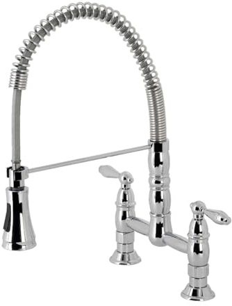 Gourmetier GS1271AL Heritage Two-Handle Deck-Mount Pull-Down Sprayer Kitchen Faucet, Polished Chrome