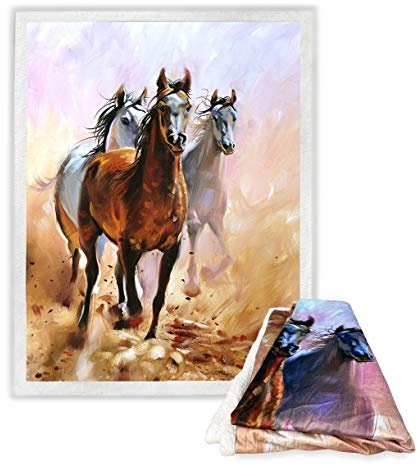 Tex family Plaid Fleecedecke Sherpa Fantasy HD Pferde Painting