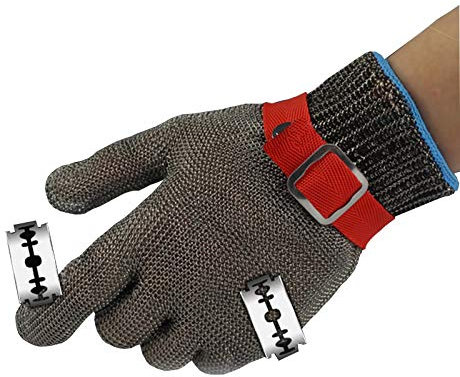 WXYZ Gant Anti Coupure Gants résistant aux câbles en Acier Inoxydable Robustes, Niveau étanche et Respirant 5 Gants de Protection de sécurité, Universel pour Les Mains Gauche et Droite