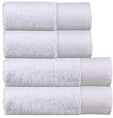 Olivia Rocco Bamboo Towel Bale Set Towels Super Soft Highly Absorbent Hand Bath Towel Quick Dry Towels Bath Sheets For Bathroom Home Hotel, 2 Bath and 2 Hand Towels White