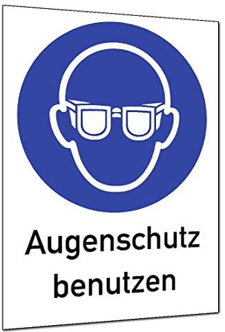 Augenschutz benutzen, Kombischild, ISO 7010, Alu, 131x185 mm