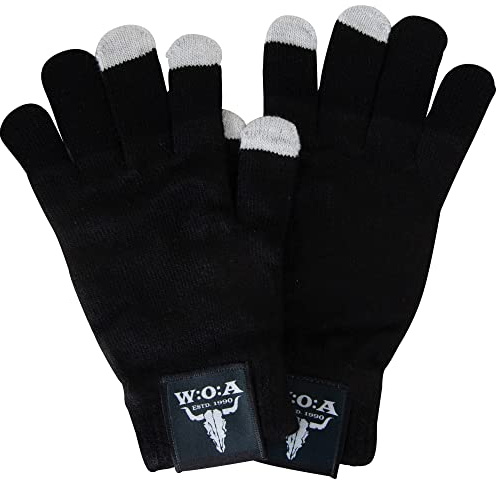 WACKEN Open Air Handschuhe Strickhandschuhe Fingerhandschuhe Winterhandschuhe Logo Smartphone Touchscreen schwarz