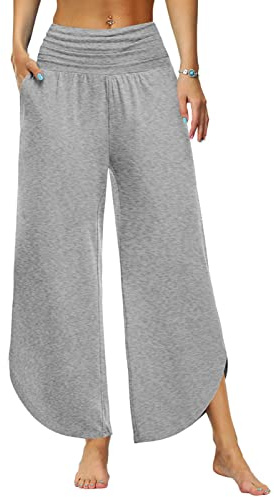 Kvinnors längd, Lösa linnebyxor med elastisk midja, Medium midja, Fritidsbyxor, Harem-lösa byxor, Sommarbyxor, Casual Yoga Byxor, Palaz byxor, Grå, XL