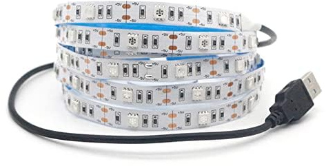 Vrabocry LED Light Strip USB Powered 1m/3.28ft 5V 30 SMD5050 LEDs 395nm-405nm Ultraviolet Blacklight for Fluorescent, 3D Print Curing, Computer Case, UV Poster, UV Body Paint 1M Non-Waterproof