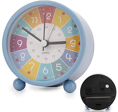 LUPATDY Kinderwecker Jungen Mädchen, Lernwecker Wecker Kinder Ohne Ticken Wecker mit Lautem Alarm, Nachtlicht, Batteriebetriebener Wecker