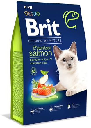 Brit Premium by Nature torrfoder för steriliserade katter, smak lax, 8 kg